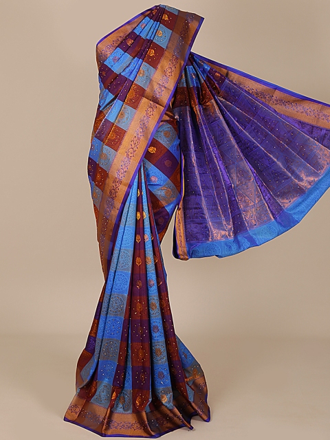 

Pothys Blue & Brown Art Silk Woven Design Saree