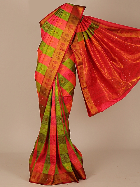 

Pothys Green & Orange Art Silk Woven Design Saree