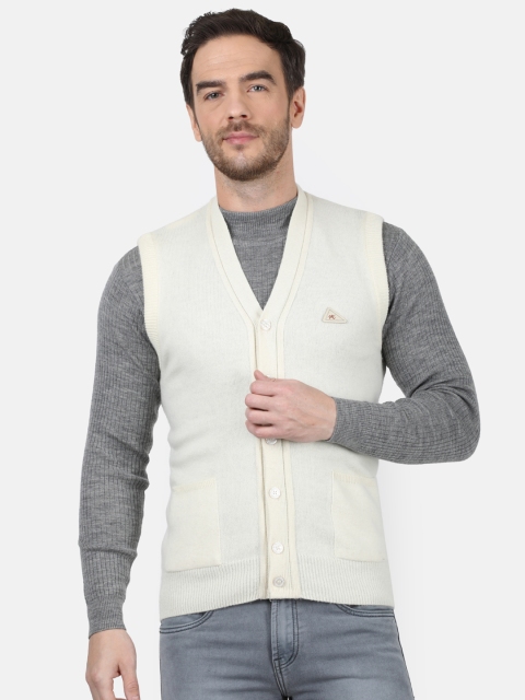 

Monte Carlo Men White Solid Cardigan