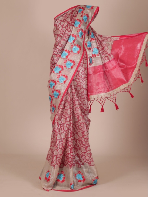 

Pothys Red & Beige Cotton Blend Woven Design Saree