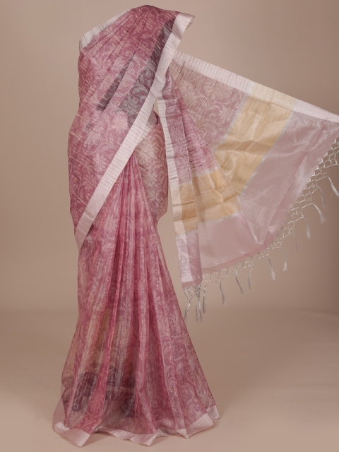 

Pothys Pink Printed Cotton Blend Saree