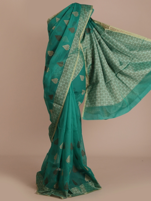 

Pothys Green & Beige Cotton Blend Embroidered Saree