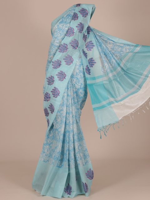 

Pothys Blue Printed Cotton Saree