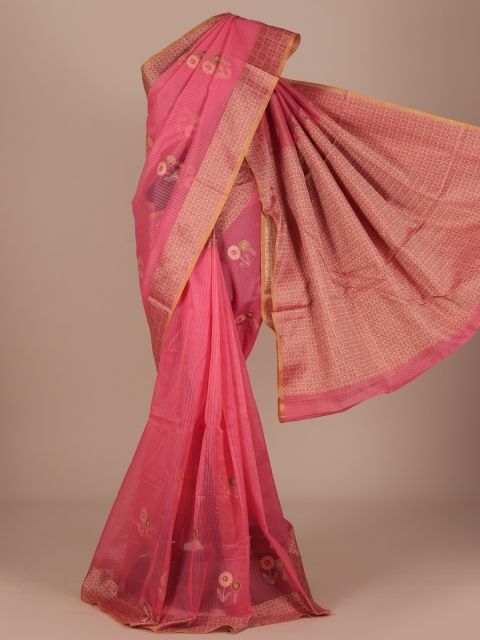 

Pothys Peach-Coloured Woven Design Cotton Blend Saree