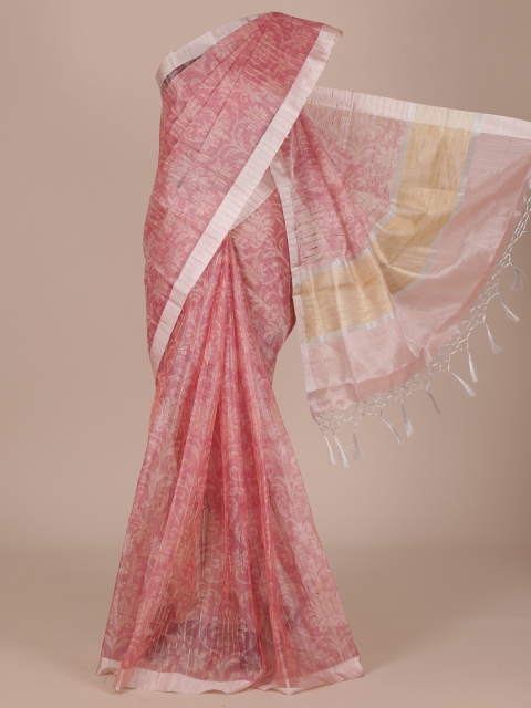 

Pothys Peach-Coloured Floral Printed Saree