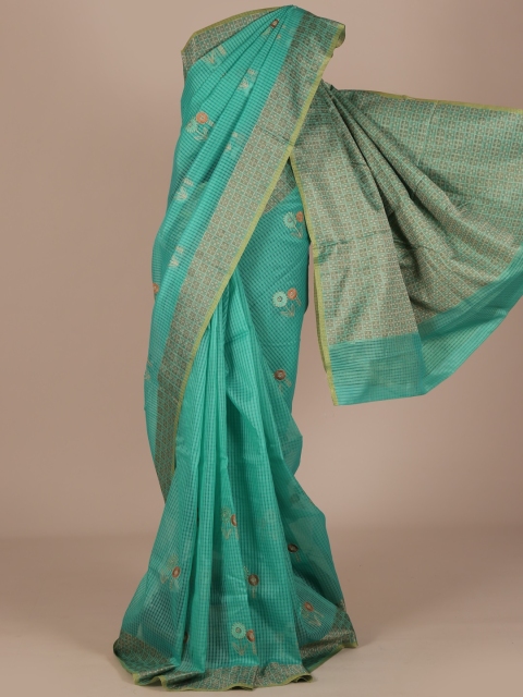 

Pothys Green Embroidered Cotton Blend Saree
