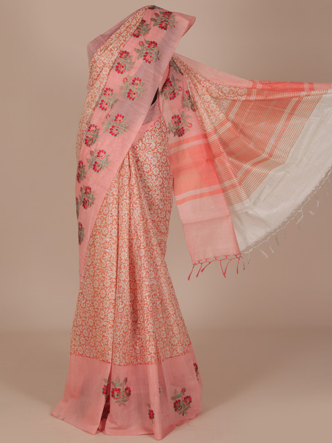 

Pothys Orange Printed Cotton Saree