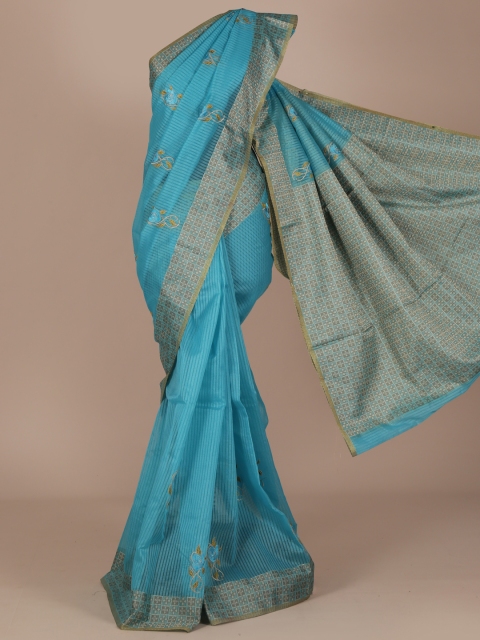 

Pothys Blue Woven Design Cotton Blend Saree