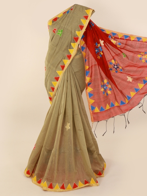 

Pothys Olive Green Woven Design Cotton Blend Saree