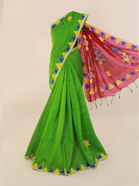 

Pothys Green Solid Cotton Saree