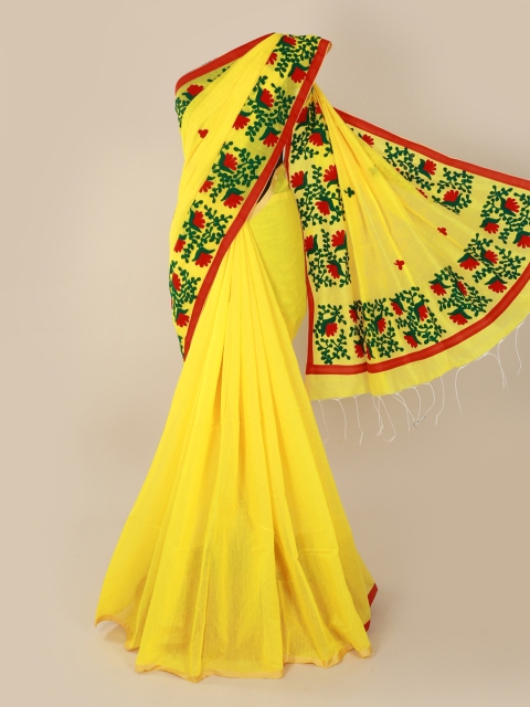 

Pothys Yellow Woven Design Cotton Blend Saree