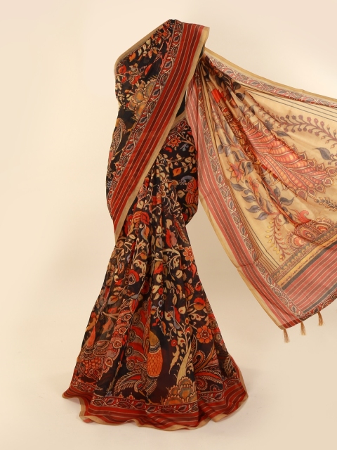 

Pothys Black & Yellow Cotton Blend Printed Saree