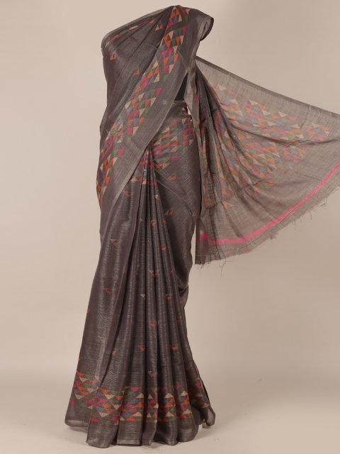 

Pothys Grey Woven Design Linen Blend Saree