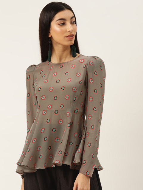 

Label Ritu Kumar Taupe & Pink Printed A-Line Top, Grey