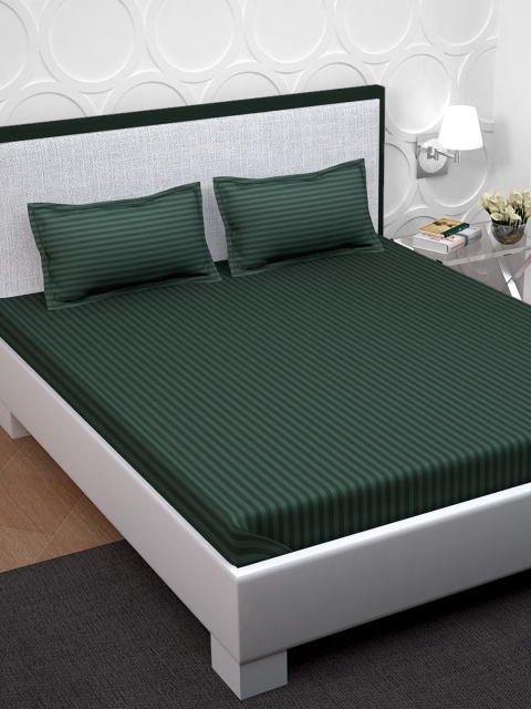 

PAVO Green Striped 210 TC King Bedsheet With 2 Pillow Covers