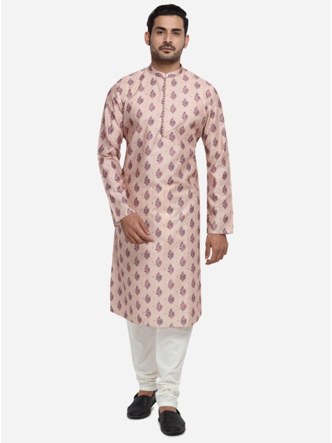 

azania Men Multicoloured & Off-White Printed Kurta with Churidar, Multi