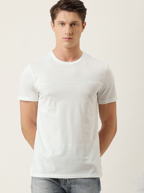 

Calvin Klein Jeans Men White Solid T-shirt With Printed Detailing