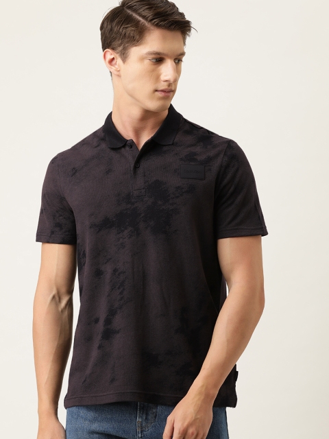 

Calvin Klein Jeans Men Charcoal Grey & Black Dyed Polo Collar T-shirt