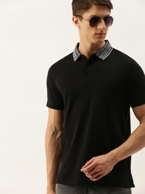 

Calvin Klein Jeans Men Black Solid T-shirt With Contrast Polo Collar