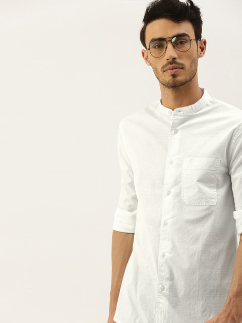 

Calvin Klein Jeans Men White Self Checked Regular Fit Casual Shirt