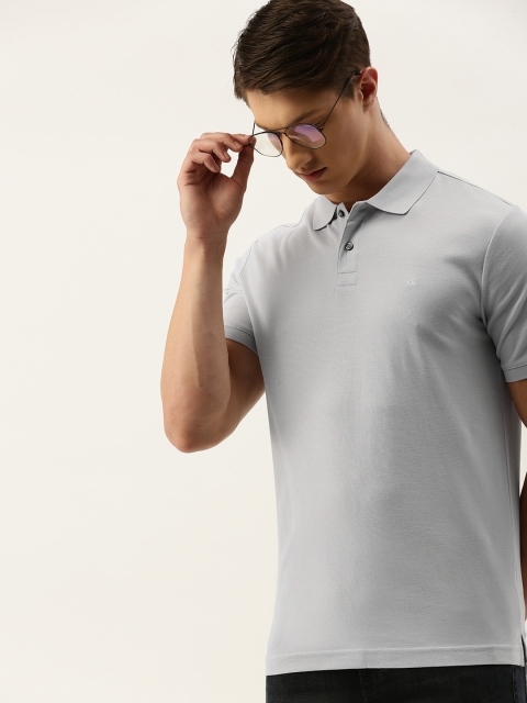 

Calvin Klein Jeans Men Grey Solid Polo Collar T-shirt
