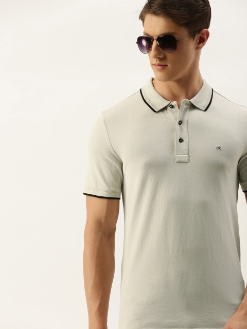 

Calvin Klein Jeans Men Off-White Solid Polo Collar T-shirt