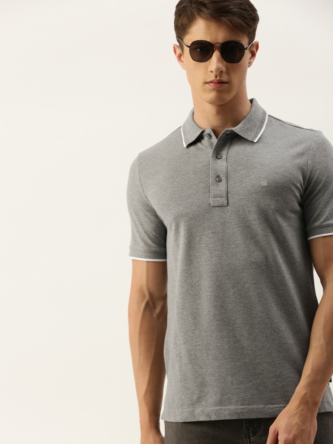 

Calvin Klein Jeans Men Grey Solid Polo Collar T-shirt