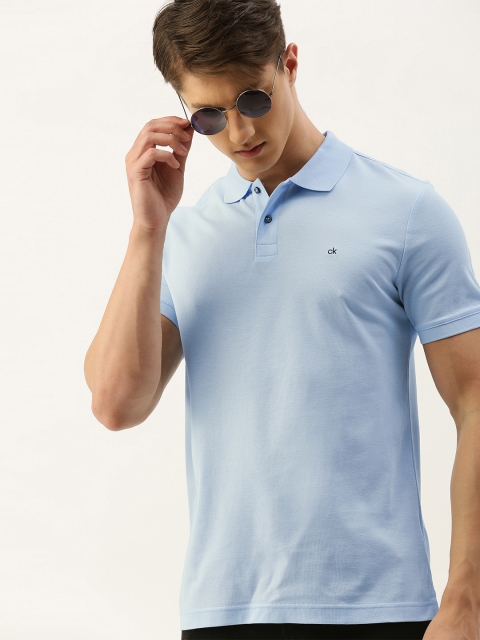 

Calvin Klein Jeans Men Blue Solid Slim Fit Polo Collar T-shirt