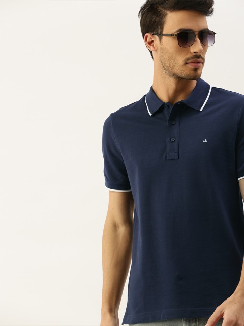 

Calvin Klein Jeans Men Navy Blue Solid Polo Collar T-shirt