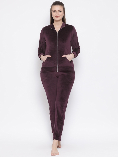 

Kanvin Women Purple Solid Night suit