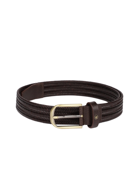 

Louis Philippe Men Brown Woven Design Leather Belt