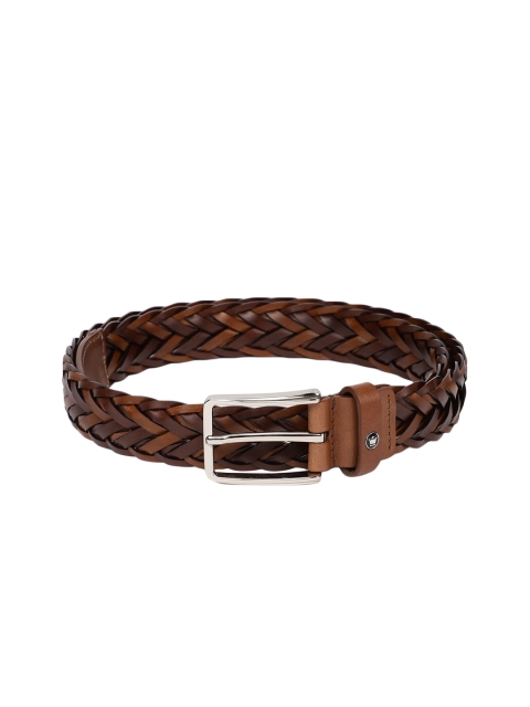 

Louis Philippe Men Tan Brown Woven Design Leather Belt