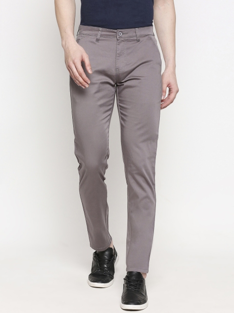 

Solemio Men Grey Slim Fit Solid Chinos