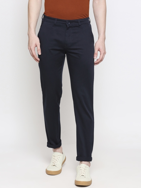 

Solemio Men Navy Blue Slim Fit Solid Chinos