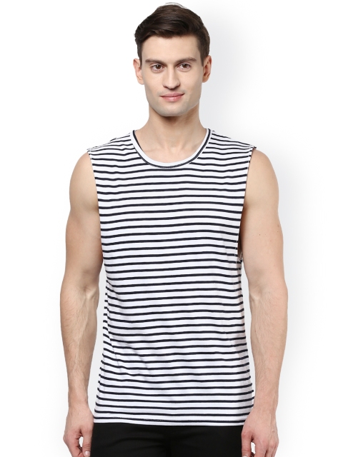 

Hypernation Navy & White Striped Sleeveless T-shirt, Navy blue