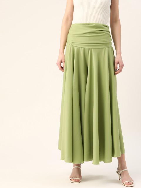

Trend Arrest Women Green Solid Smocked Flared Palazzos
