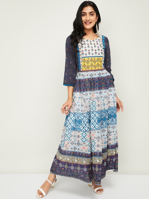 

Melange by Lifestyle Women Blue & White Printed Anarkali Kurta