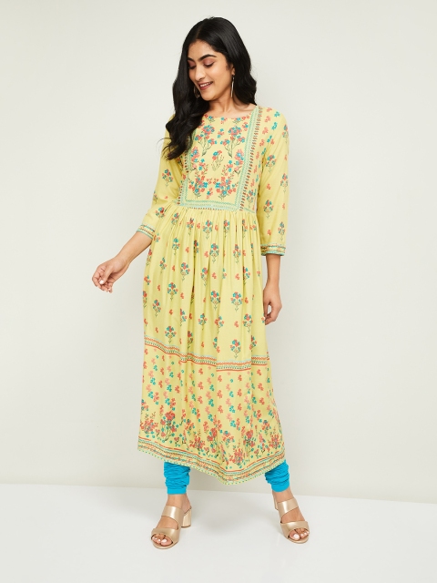 

Melange by Lifestyle Women Yellow Printed Anarkali Kurta