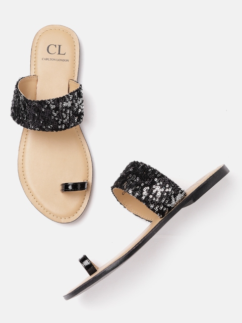 

Carlton London Women Black Sequinned One Toe Flats