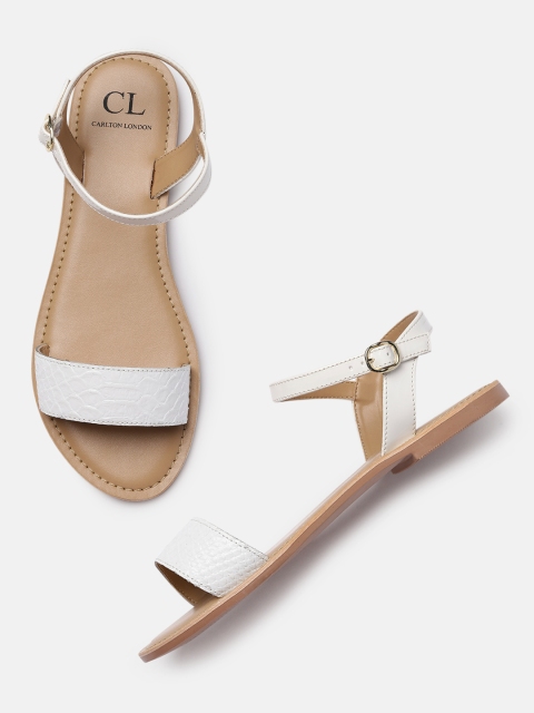 

Carlton London Women White Textured Open Toe Flats