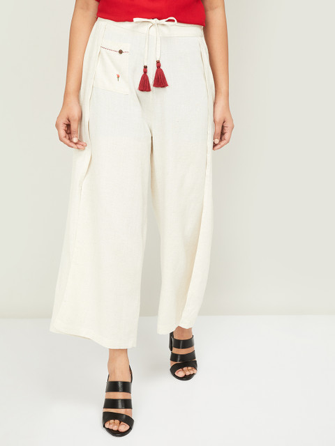 

Colour Me by Melange Women Off-White Regular Fit Solid Parallel Trousers
