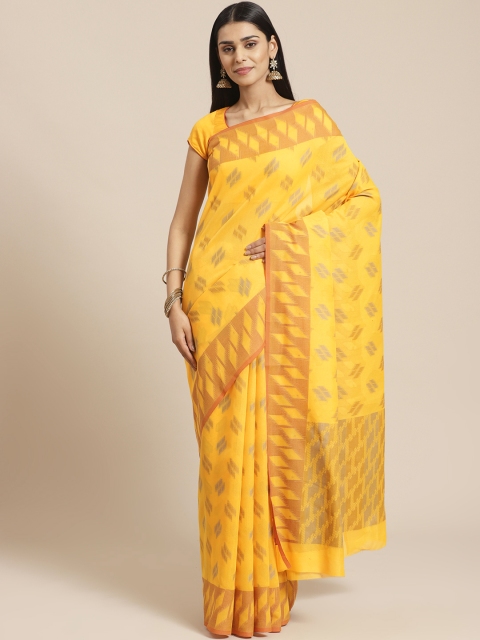 

Chhabra 555 Yellow & Beige Handloom Woven Design Chanderi Saree