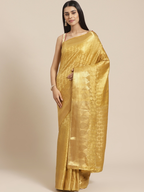 

Chhabra 555 Golden Handloom Zari Woven Design Banarasi Saree, Gold