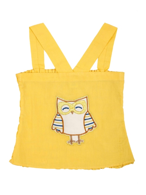 

Mish Organic Girls Yellow Solid Cotton Tank Top