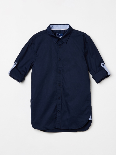 

Fame Forever by Lifestyle Boys Navy Blue Regular Fit Solid Casual Cotton Shirt