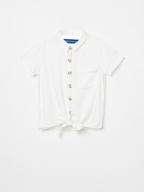 

Fame Forever by Lifestyle Girls Off-White Solid Shirt Style Top