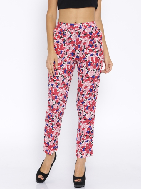 

Honey by Pantaloons Pink Floral Print Polyester Trousers