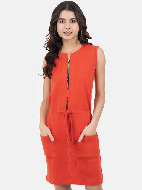 

JAAIVE Women Orange Solid A-Line Dress