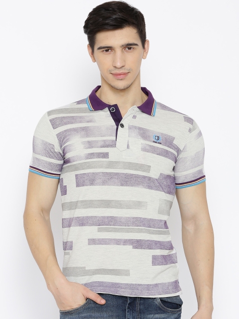 

Duke Grey Melange Purple Printed Smart Fit Polo Pure Cotton T-shirt