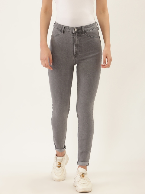 

Malachi Women Charcoal Grey Skinny Fit High-Rise Clean Look Stretchable Jeans